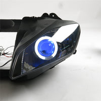 Front Motorcycle Headlight HALO Blue Angel Eye Fit Yamaha 2008-2016 YZF R6