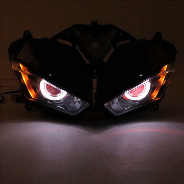Front Motorcycle Headlight HALO Red Angel Eye Fit Yamaha 2014-2018 YZF R25 R3