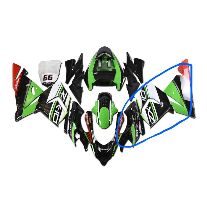 NT Aftermarket Injection ABS Plastic Left Fairing Fit for ZX10R 2004-2005 Black White Green N047