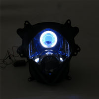 Front Motorcycle Headlight HALO Blue Angel Eye Fit  2007-2008 GSXR1000