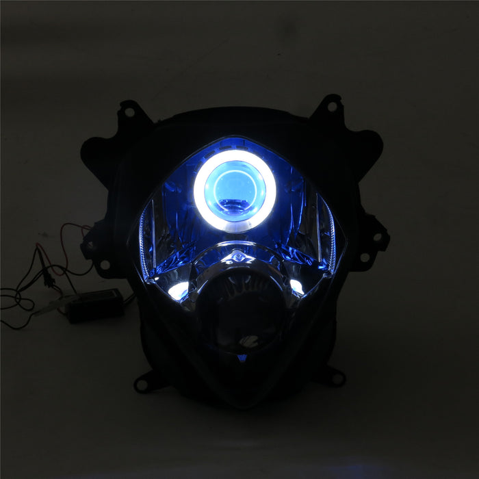 Front Motorcycle Headlight HALO Blue Angel Eye Fit  2007-2008 GSXR1000
