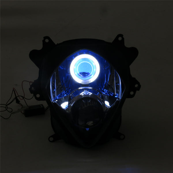 Front Motorcycle Headlight HALO Blue Angel Eye Fit  2007-2008 GSXR1000