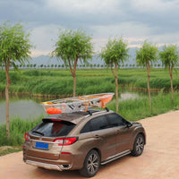 Two-seater Clear Kayak / Transparent boat / Clear Canoe / See through Kayak with aluminum frame, foam seat and white paddle.