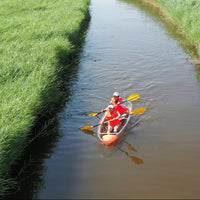 Two-seater Clear Kayak / Transparent boat / Clear Canoe / See through Kayak with aluminum frame, foam seat and white paddle.