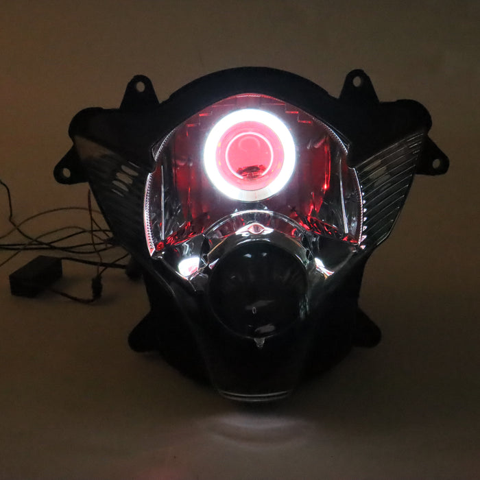 Front Motorcycle Headlight HALO Red Angel Eye Fit  2006-2007 GSXR600/750 K6