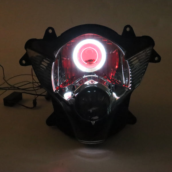 Front Motorcycle Headlight HALO Red Angel Eye Fit  2006-2007 GSXR600/750 K6