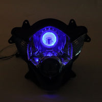Front Motorcycle Headlight HALO Blue Angel Eye Fit  2006-2007 GSXR600/750 K6