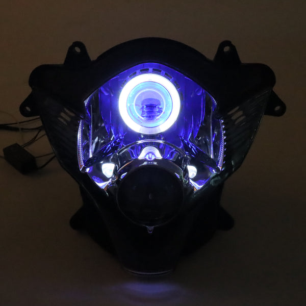 Front Motorcycle Headlight HALO Blue Angel Eye Fit  2006-2007 GSXR600/750 K6