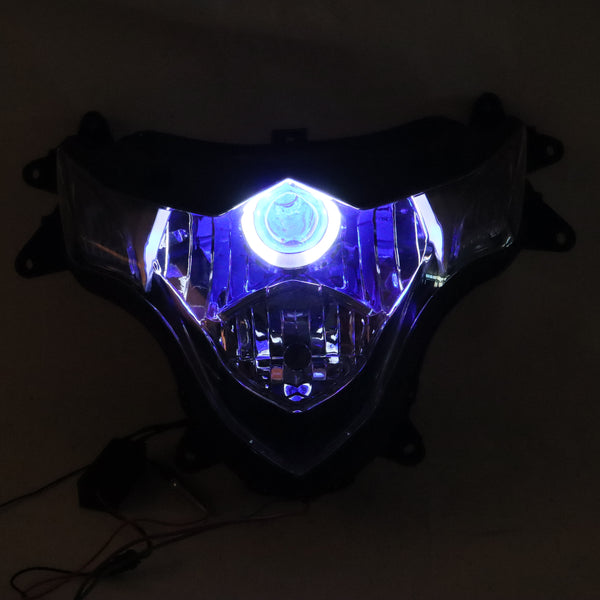 Front Motorcycle Headlight HALO Blue Angel Eye Fit  2009-2016 GSXR1000 K9