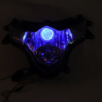 Front Motorcycle Headlight HALO Blue Angel Eye Fit  2009-2016 GSXR1000 K9
