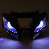 Front Motorcycle Headlight HALO Blue Angel Eye Fit  2011-2015 ZX10R ZX-10R
