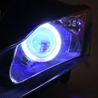 Front Motorcycle Headlight HALO Blue Angel Eye Fit  2011-2015 ZX10R ZX-10R