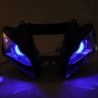 Front Motorcycle Headlight HALO Blue Angel Eye Fit  2011-2015 ZX10R ZX-10R