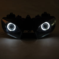 Front Motorcycle Headlight HALO Blue Angel Eye Fit Yamaha 1998-2002 YZF R6