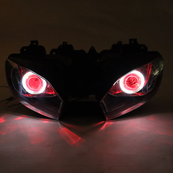 Front Motorcycle Headlight HALO Red Angel Eye Fit Yamaha 1998-2002 YZF R6