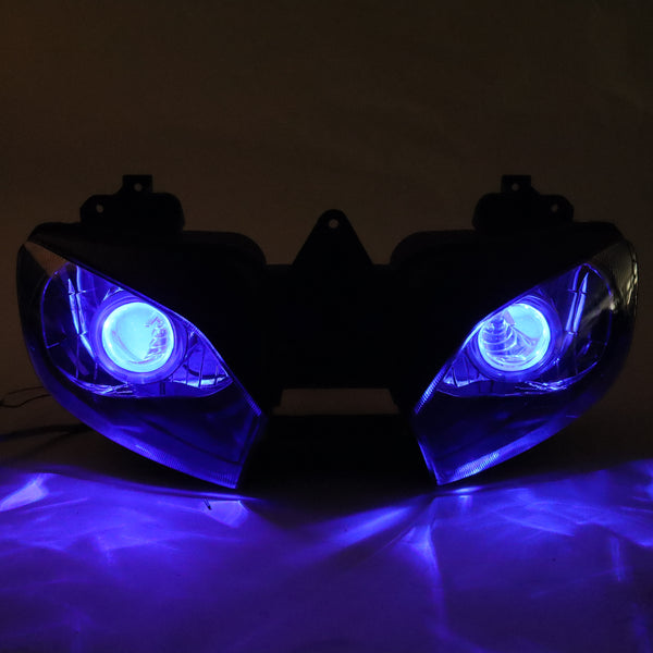 Front Motorcycle Headlight HALO Blue Angel Eye Fit Yamaha 1998-2002 YZF R6