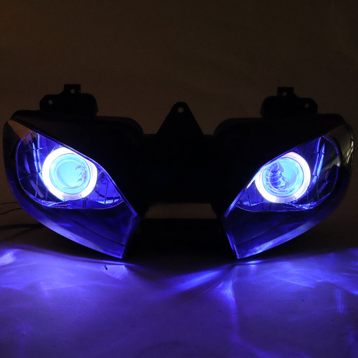 Front Motorcycle Headlight HALO Blue Angel Eye Fit Yamaha 1998-2002 YZF R6