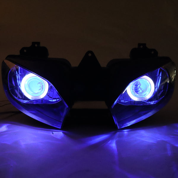Front Motorcycle Headlight HALO Blue Angel Eye Fit Yamaha 1998-2002 YZF R6