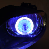 Front Motorcycle Headlight HALO Blue Angel Eye Fit Yamaha 1998-2002 YZF R6