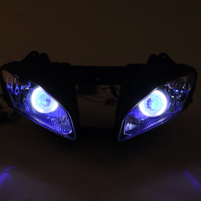 Front Motorcycle Headlight HALO Blue Angel Eye Fit Yamaha 2006-2007 YZF R6