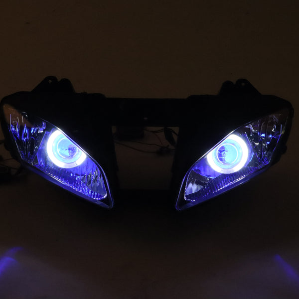 Front Motorcycle Headlight HALO Blue Angel Eye Fit Yamaha 2006-2007 YZF R6