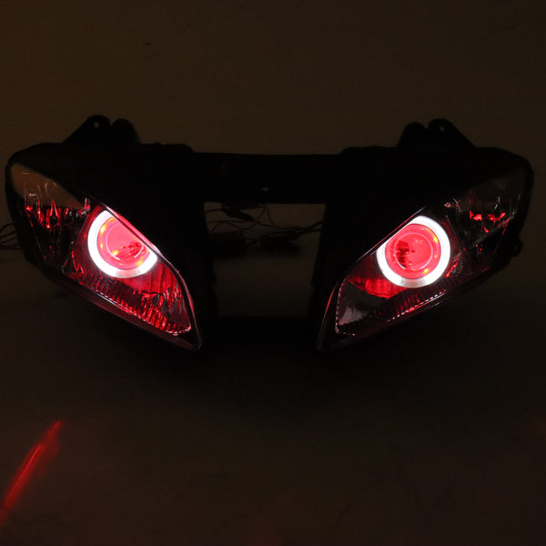 Front Motorcycle Headlight HALO Red Angel Eye Fit Yamaha 2006-2007 YZF R6