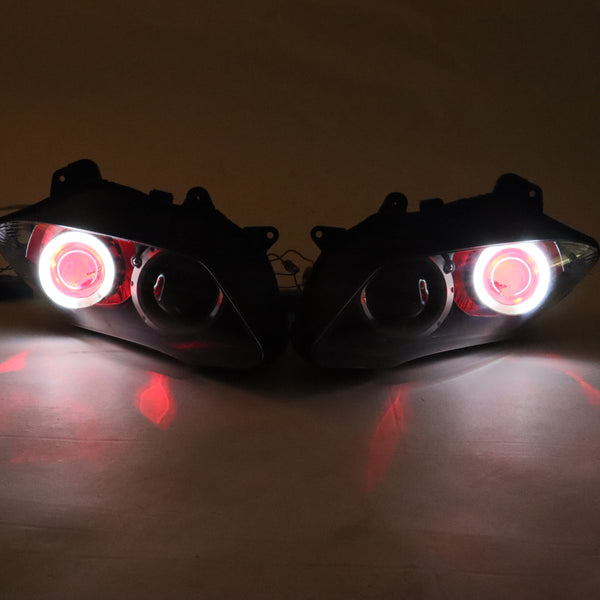 Front Motorcycle Headlight HALO Red Angel Eye Fit Yamaha 2007-2008 YZF R1