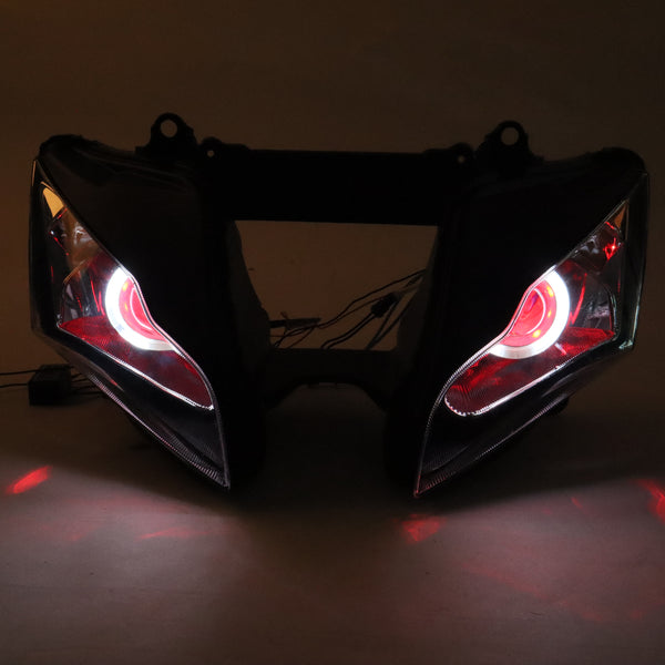 Front Motorcycle Headlight HALO Red Angel Eye Fit  2011-2015 ZX10R ZX-10R