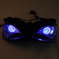 Front Motorcycle Headlight Headlamp Blue Angel/Demon Eye Fit  2003-2004 ZX6R ZX636