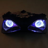 Front Motorcycle Headlight Headlamp Blue Angel/Demon Eye Fit  2003-2004 ZX6R ZX636