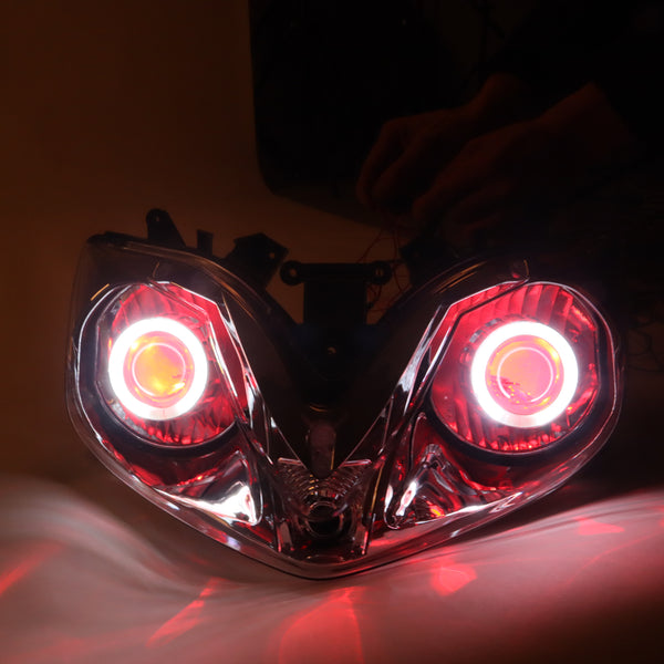 Front Motorcycle Headlight HALO Red Angel Eye Fit Honda 2001-2007 CBR600RR F4I