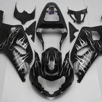 NT Aftermarket Injection ABS Plastic Fairing Fit for GSXR 600/750 2001-2003 Black White Flame N078