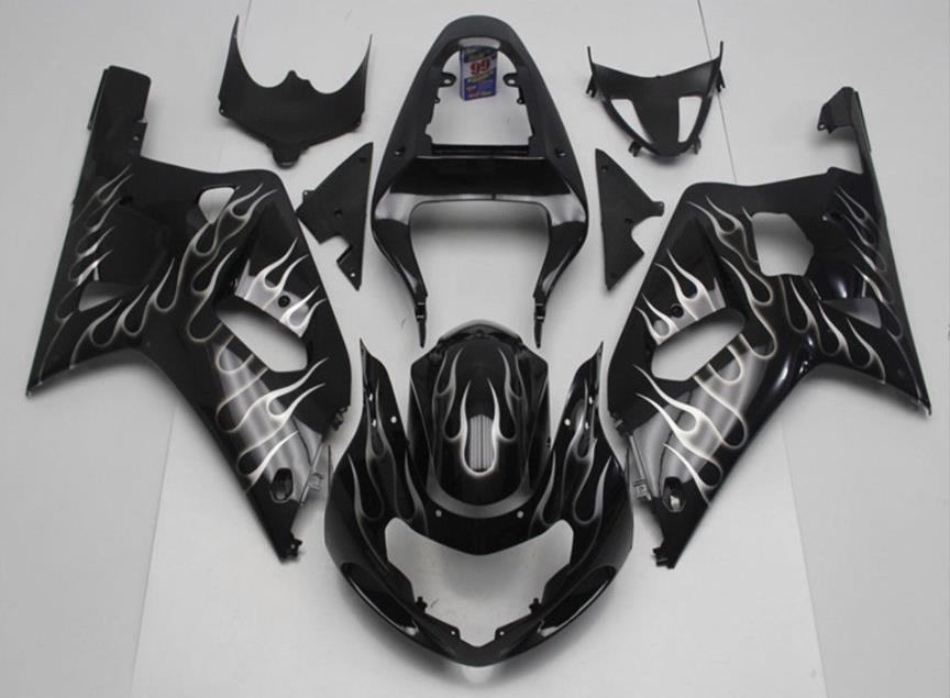NT Fairing Fit for Suzuki 2001-2003 GSXR600/750 N078- Black White Flame | ABS Injection
