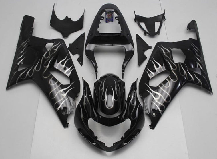 NT Fairing Fit for Suzuki 2001-2003 GSXR600/750 N078- Black White Flame | ABS Injection