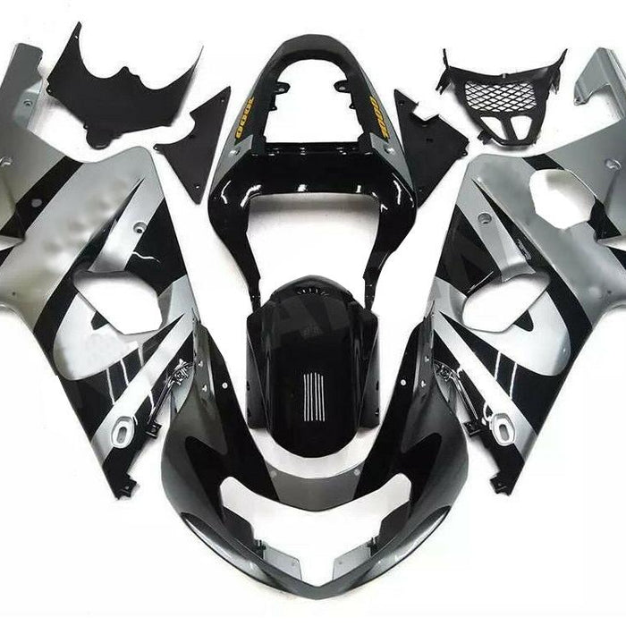 US STOCK NT Aftermarket Injection ABS Plastic Fairing Fit for GSXR 1000 2000-2002 Silver Black N001 Available in CA