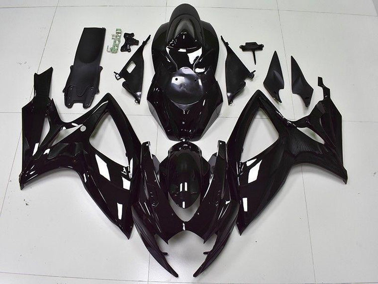 US STOCK NT Aftermarket Injection ABS Plastic Fairing Fit for GSXR 600/750 2006-2007 Glossy Black N008 Available in CA