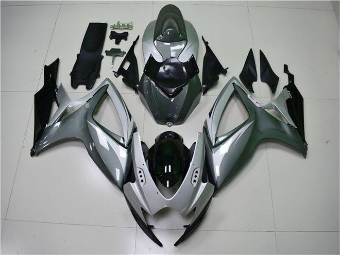 US STOCK NT Aftermarket Injection ABS Plastic Fairing Fit for GSXR 600/750 2006-2007 Silver Gray N042 Available in CA