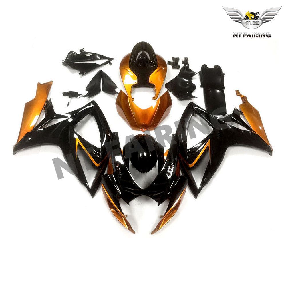 NT Fairing Fit for Suzuki 2006-2007 GSXR600/750 N105- Black Orange | ABS Injection, US Stock