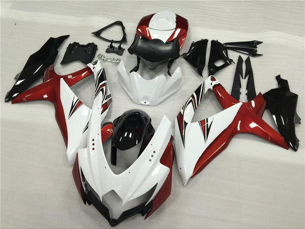 US STOCK NT Aftermarket Injection ABS Plastic Fairing Fit for GSXR 600/750 2008-2010 White Red Black N011 Available in TX