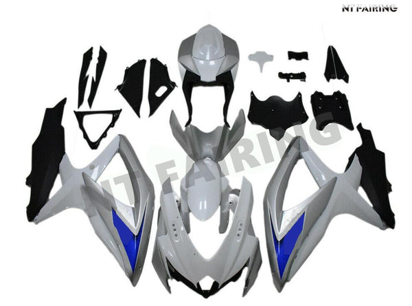 NT Aftermarket Injection ABS Plastic Fairing Fit for GSXR 600/750 2008-2010 White Silver Black N001