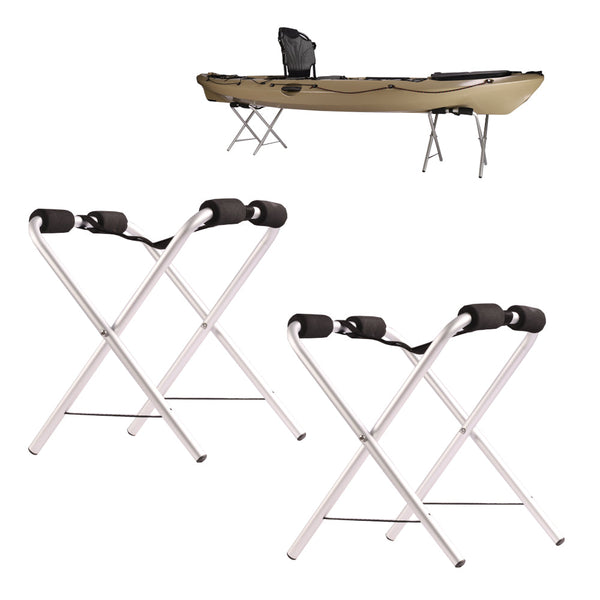 Folding Kayak Stand | 2 Portable Storage Racks for Outdoor Storage | Freestanding Rack Accessories | Kayaks, Canoes, SUP Paddle Boards or Small Boats