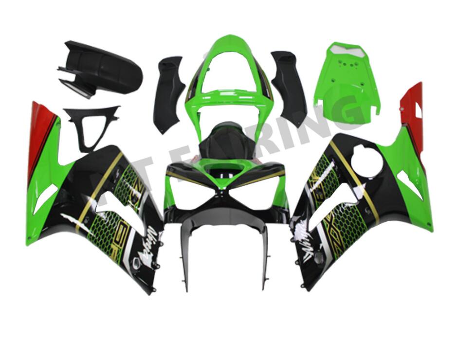 US STOCK NT Aftermarket Injection ABS Plastic Fairing Fit for ZX6R 636 2003-2004 Green Black N035 Available in CA