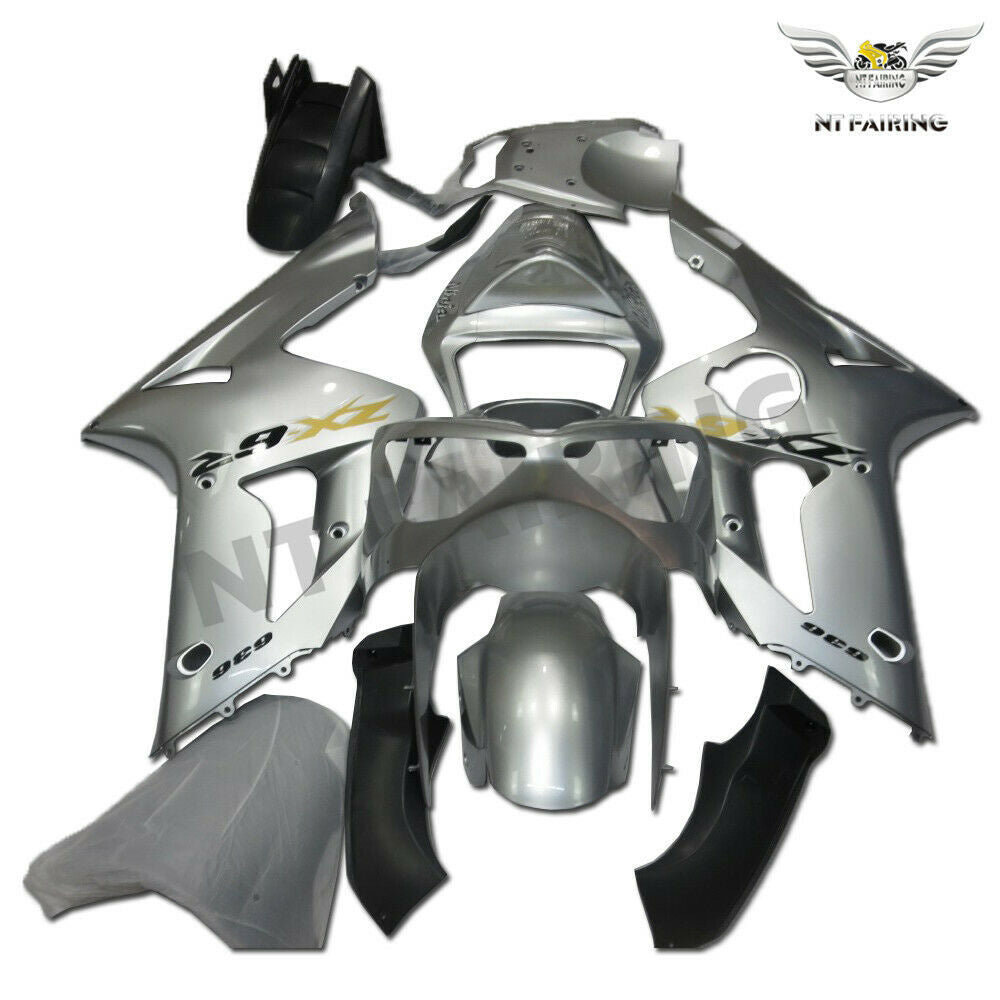 NT Aftermarket Injection ABS Plastic Fairing Fit for ZX6R 636 2003-2004 Silver N027