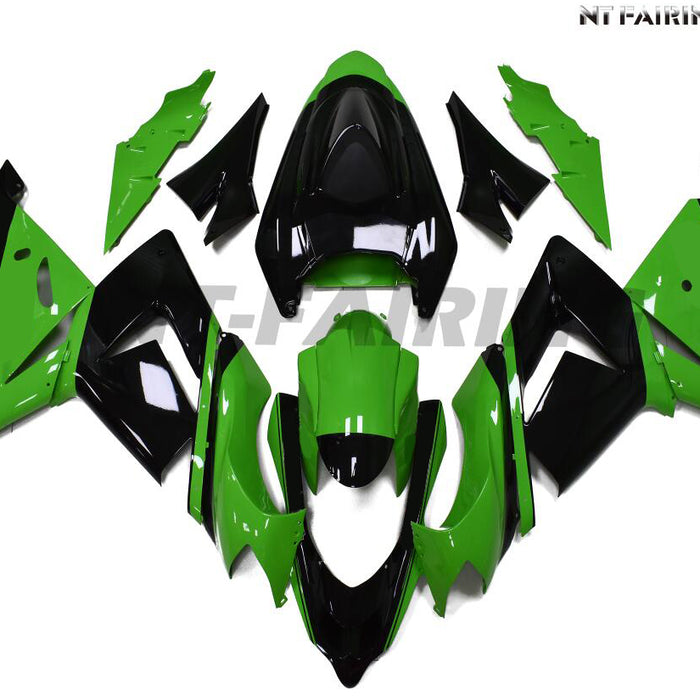NT Aftermarket Injection ABS Plastic Fairing Fit for ZX10R 2004-2005 Black Green N007