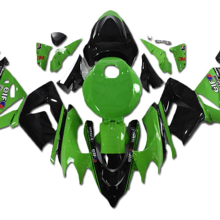 US STOCK NT Aftermarket Injection ABS Plastic Fairing Fit for ZX10R 2004-2005 Green Black T050 Available in CA