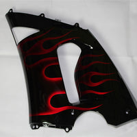 US STOCK NT Aftermarket Injection ABS Plastic Fairing Fit for ZX6R 636 2005-2006 Black Red Flame N022 Available in TX