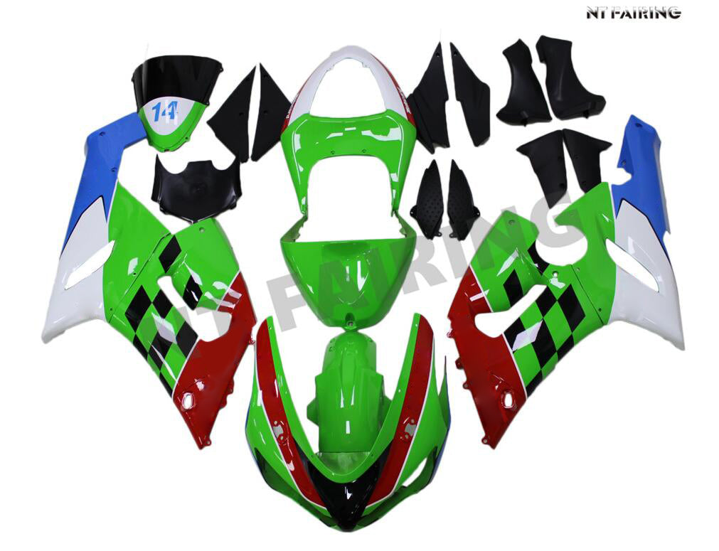 NT Fairing Fit for Kawasaki 2005-2006 ZX-6R N039- Green Red White Blue | ABS Injection