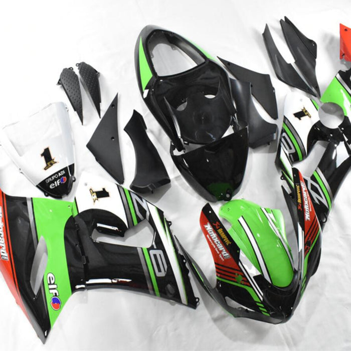 US STOCK NT Aftermarket Injection ABS Plastic Fairing Fit for ZX6R 636 2005-2006 Green Black Red N055 Available in CA