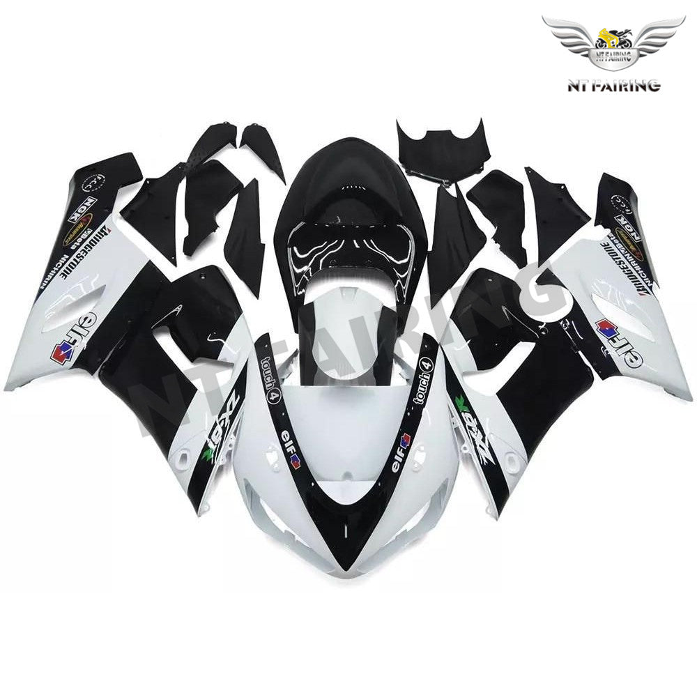 NT Fairing Fit for Kawasaki 2005-2006 ZX-6R N033- White Black | ABS Injection