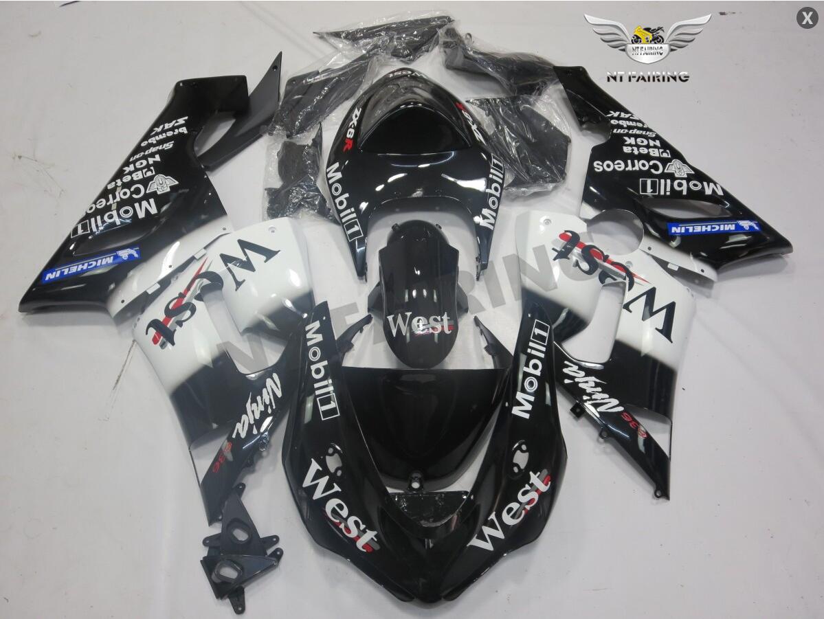 NT Fairing Fit for Kawasaki 2005-2006 ZX-6R N051- White Black | ABS Injection